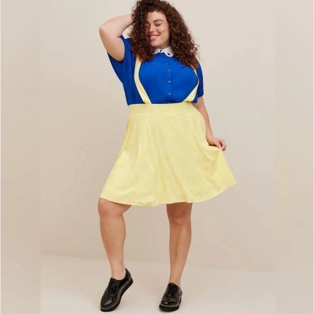 NWT Torrid Disney Princess Snow White Yellow Suspender Skater Skirt Plus Size 1